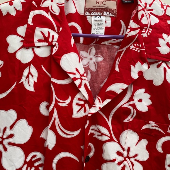 RJC Hibiscus Red Hawaiian Shirt 2XL - Picture 5 of 7